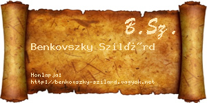 Benkovszky Szilárd névjegykártya